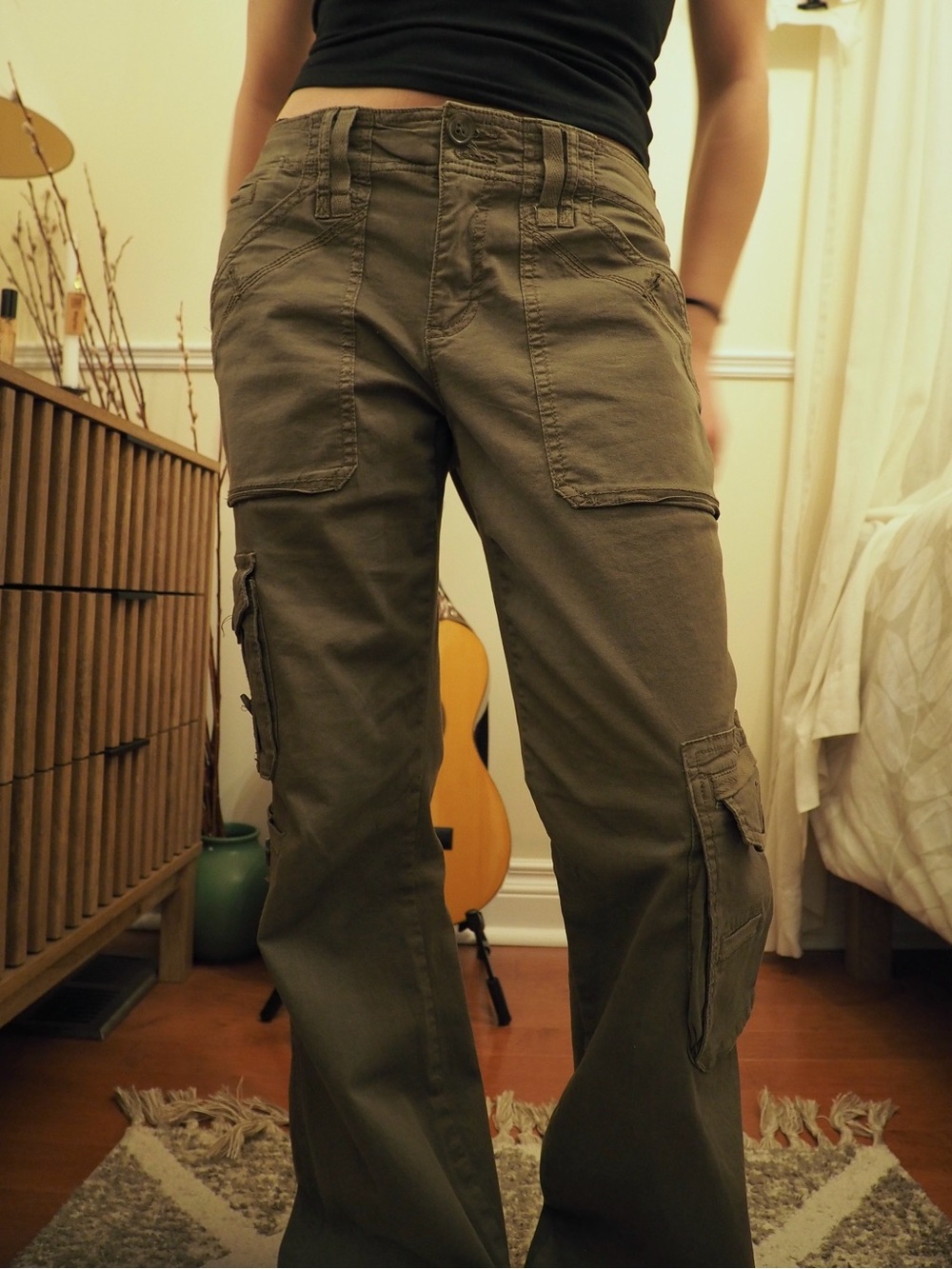 Garage Olive Flared Utility Cargo Pants
